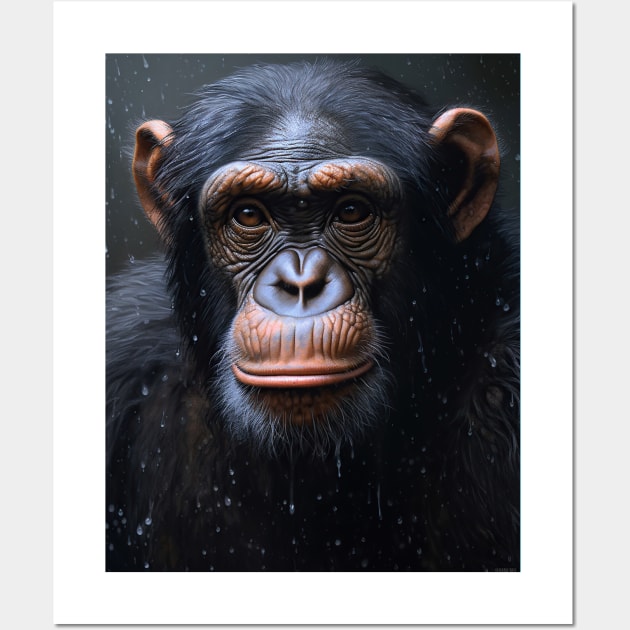 Oil Paint, Hyperrealism, Amazing Zoo Chimpanzee Wall Art by ABART BY ALEXST 